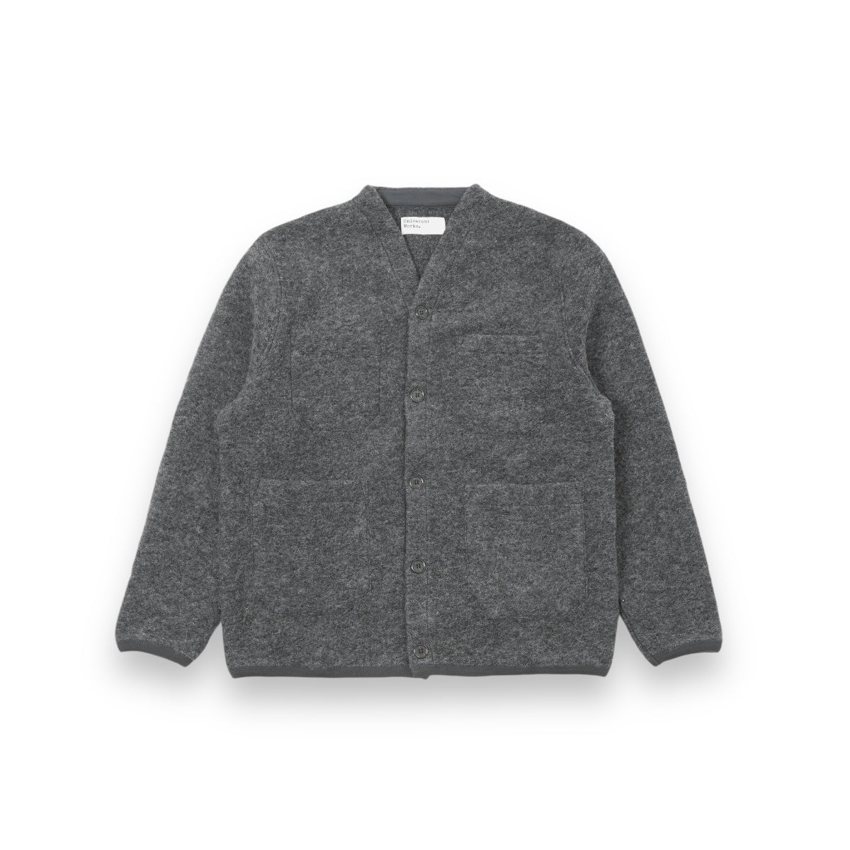 Universal Works Cardigan 31405 grey marl wool fleece