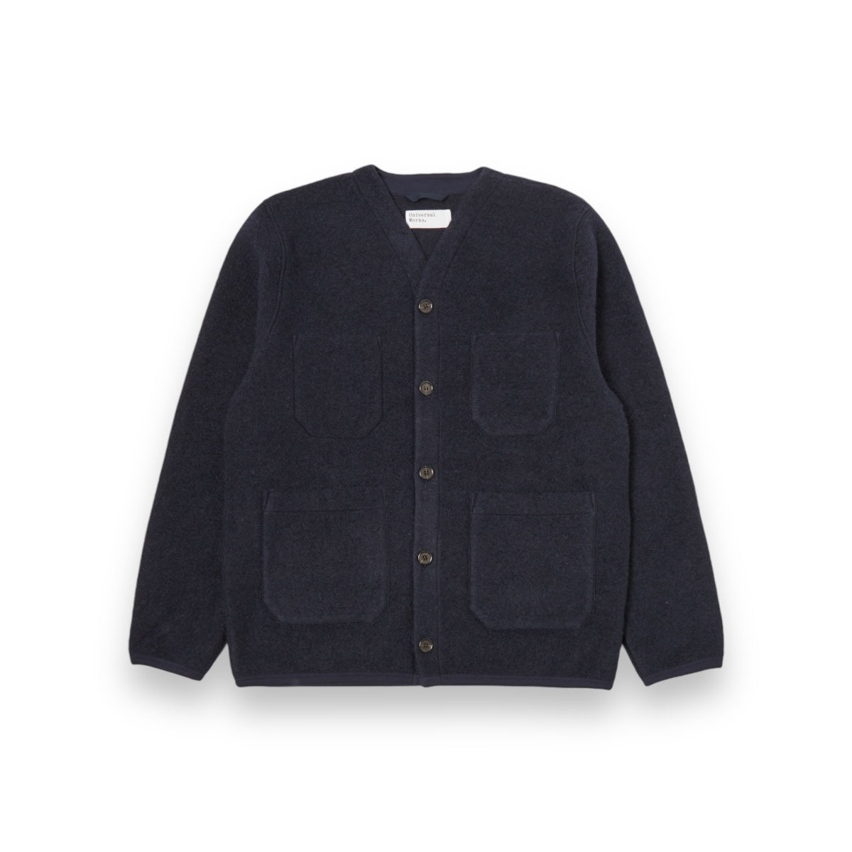 Universal Works Cardigan 31405 navy wool fleece