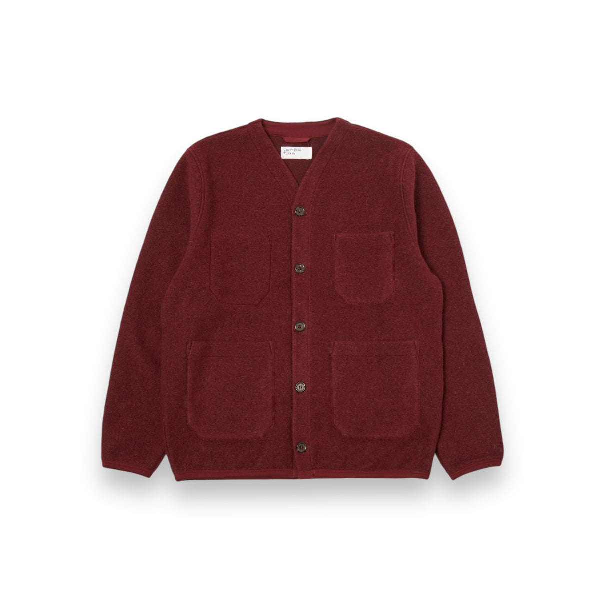 Universal Works Cardigan 31405 deep red wool fleece