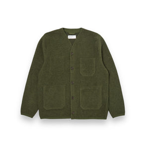 Universal Works Cardigan 31405 olive wool fleece