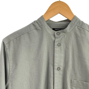 Frank Leder Dyed Vintage Bedsheet Collarless Shirt berlin fog grey