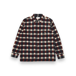 Universal Works L/S Utility Shirt 31166 check ikat navy/brown